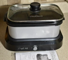 West Bend 87905 Slow Cooker Crock Pot 5 Quart Non-stick with Storage Lid Tested