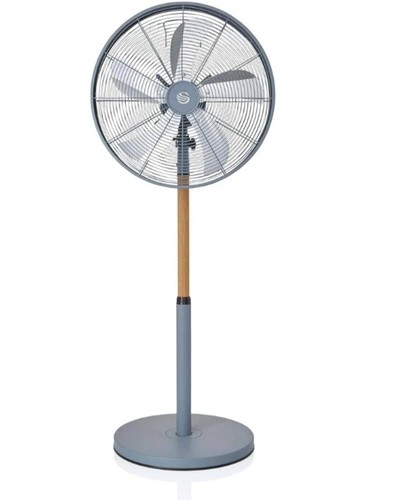 Swan 16-Inch Nordic Pedestal Fan in Dark Grey, 4 Power Levels