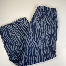 Nasty Gal Zebra Wide Leg Pant Womens 18 US Blue Lightweight Full Length New
