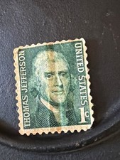 Thomas Jefferson 1 cent Antique Postage Stamp- Green Rare Vintage 