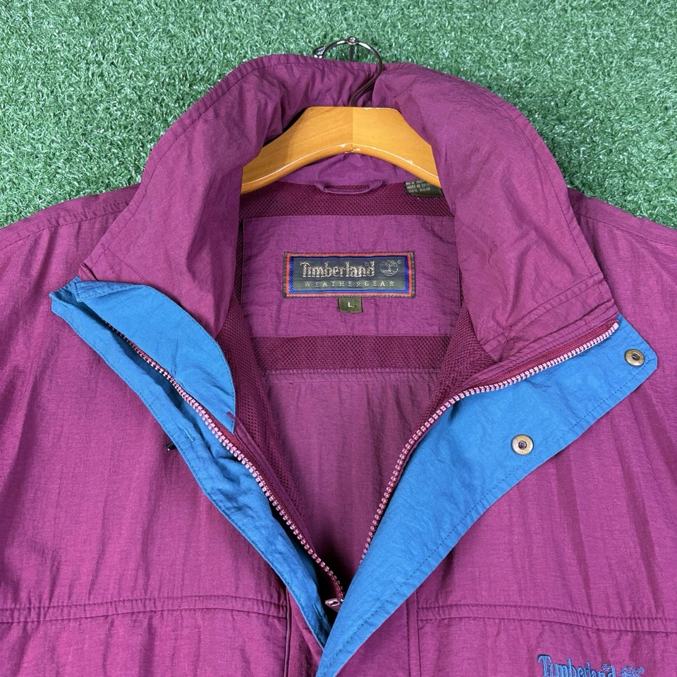 Vintage 80s Timberland Weathergear Retro Maroon Full Zip Ski Jacket Men's Large - Image 4 of 4
