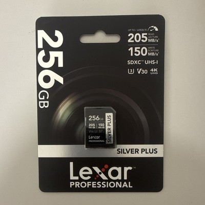 Lexar Professional Silver Plus 256GB SDXC UHS-I U3 V30 4K UHD Card