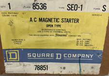 Square D 8536SEO1S (New Box) Motor Starter, 600VAC, 3Pole, 50/60Hz