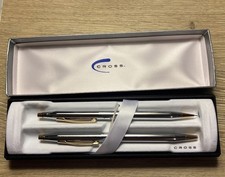 Cross Ensemble Medalist Ballpoint Pen Pencil Set Chrome Gold 330105 New