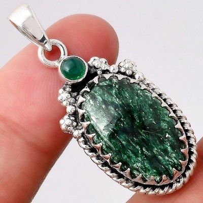 Grüner Aventurin und grüner Onyx 925 Sterling Silber Anhänger Schmuck P-1482