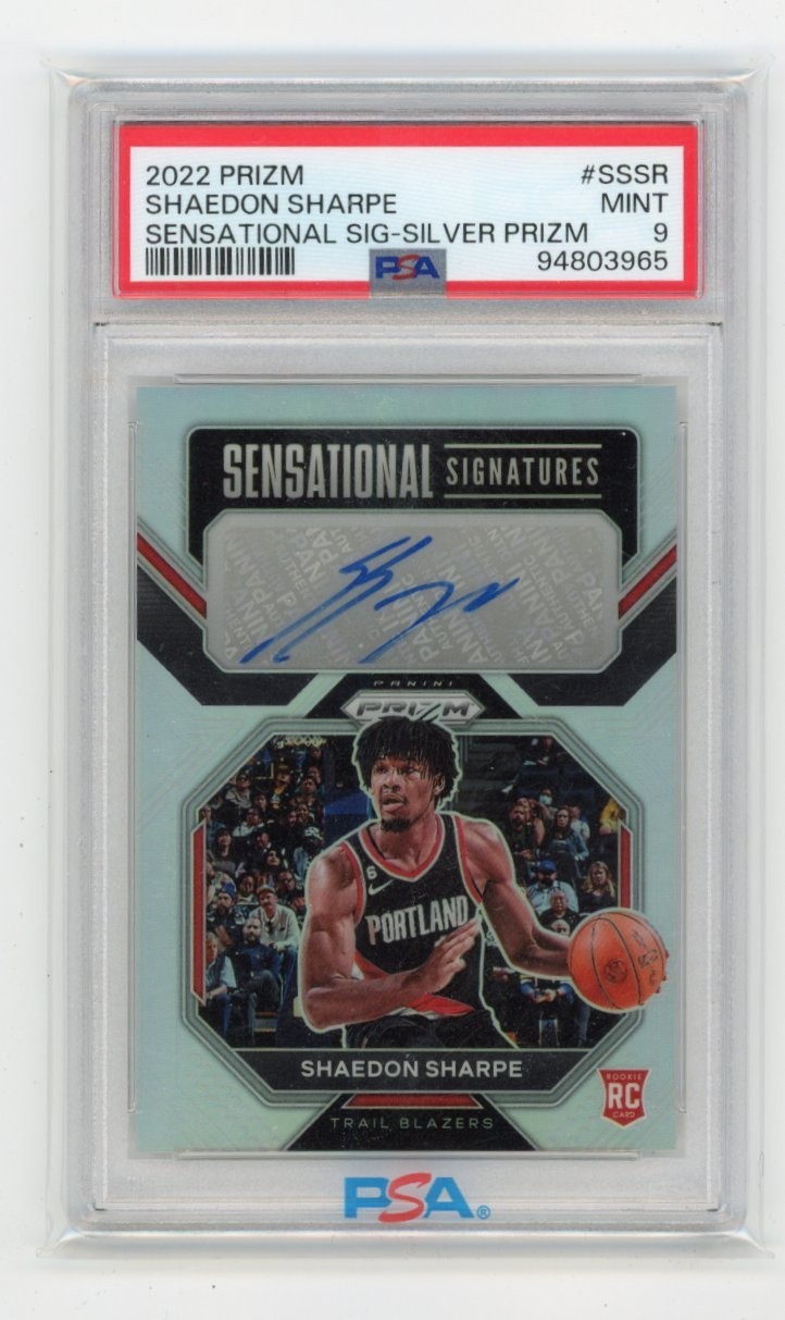 2022 Prizm SS-SR SHAEDON SHARPE Sensational Signature Silver Prizm RC Auto PSA 9