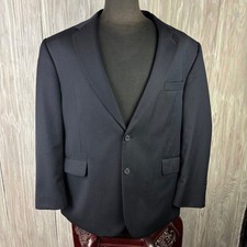 Stafford Signature Pinstripe Blazer Mens 46S Navy 2 Button Wool Jacket HOLE READ