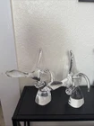 Pair Steuben Art Glass Water Bird Figurine Signed Lloyd Atkins Flying Duck Goose