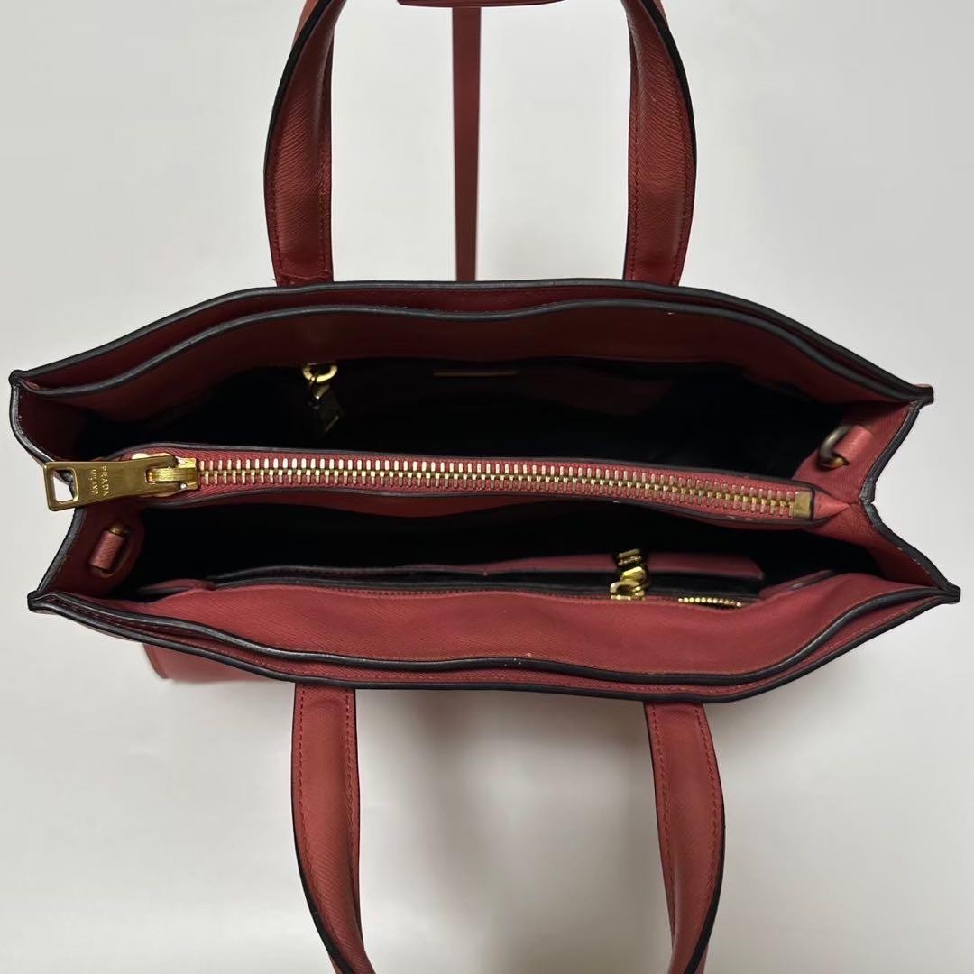 Excellent condition Prada triangular logo Saffian… - image 9