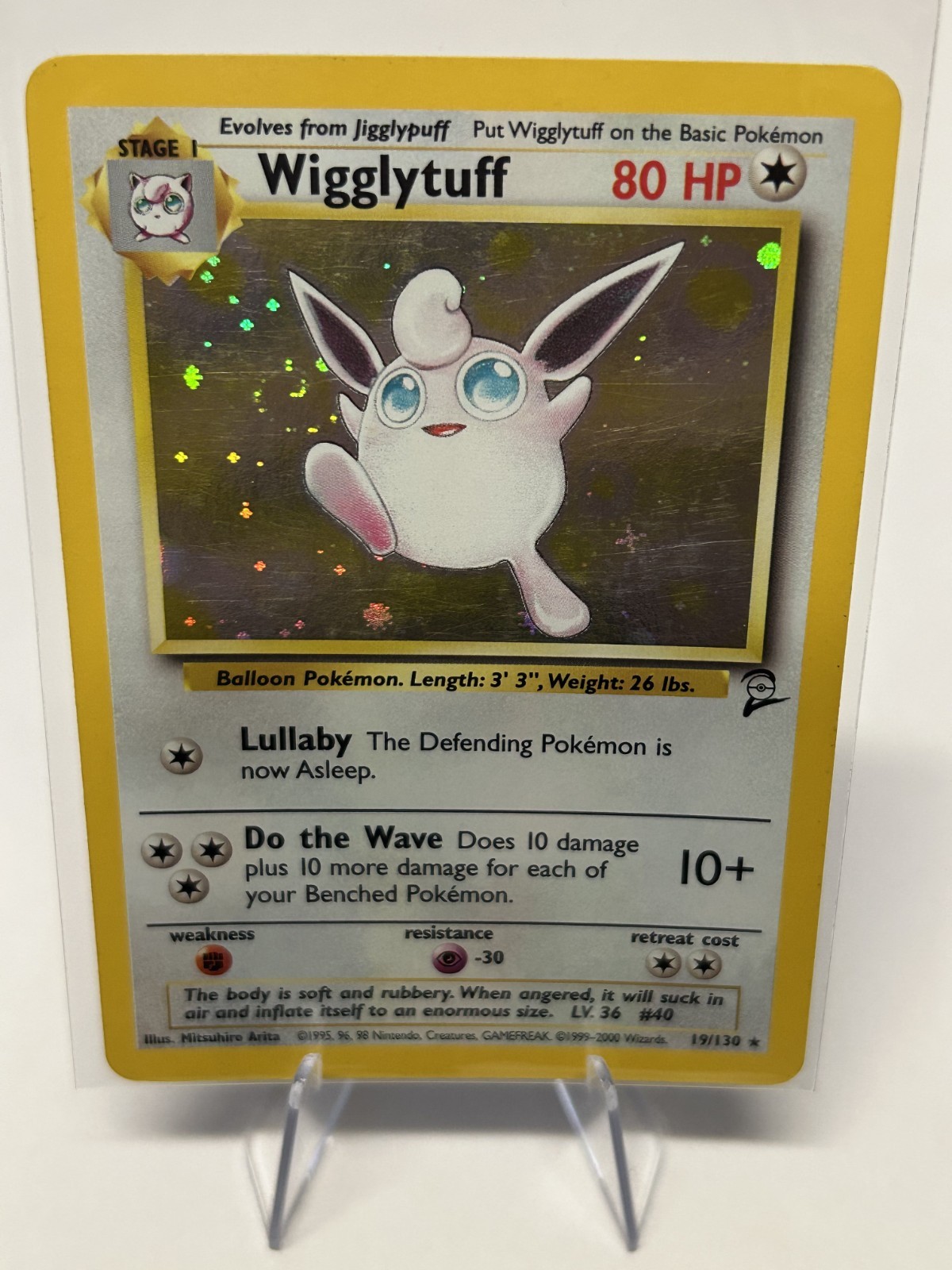 Wigglytuff 19/130 Base Set 2 Holo Rare Swirl Pokemon TCG