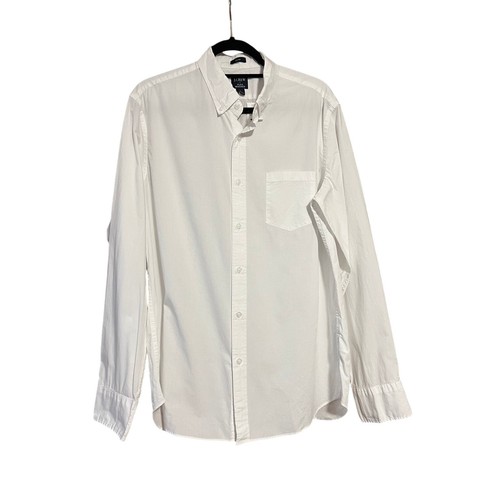 Neu mit Etikett J. Crew Herren Slim Flex Washed Freizeit Oxford Button Down Hemd Weiß Größe L