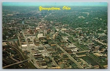 Vintage 1962 Aerial View Postcard Youngstown Ohio by Herbert Lanks