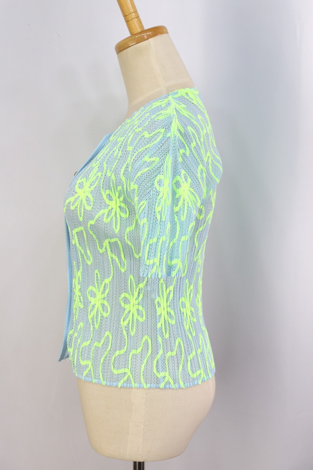 PLEATS PLEASE Blue Short Sleeve Jacket Top ISSEY MIYAKE 120 1107