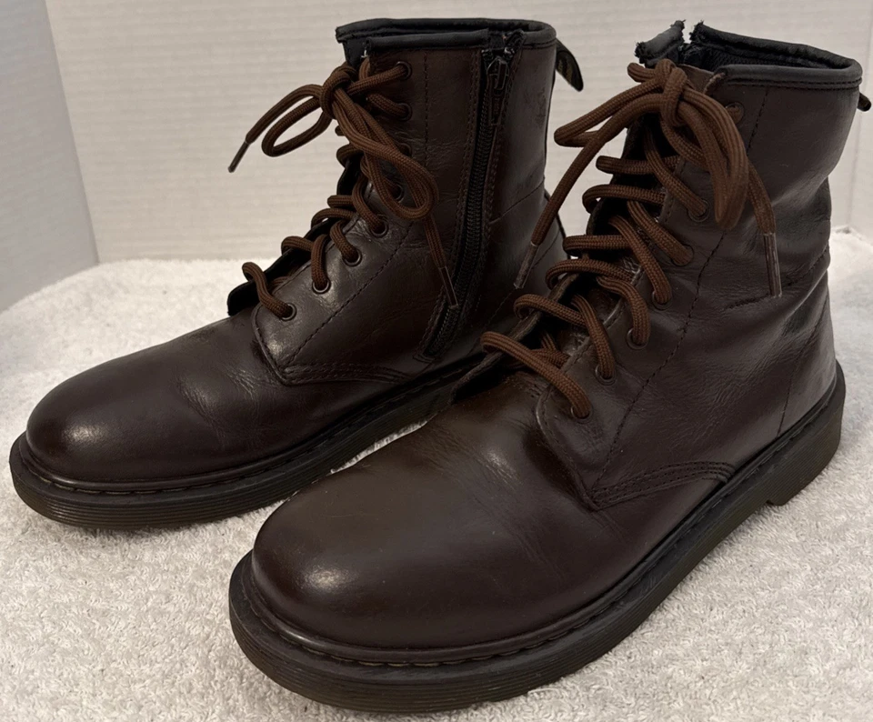 Dr. Martens Womens Brown Leather Combat Boots Zip/Lace Up Size 7 - Image 3 of 4
