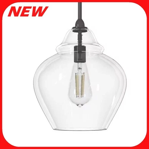 Hunter Dunshire 1-Light Bronze Mini-Pendant, Clear Seeded Glass Shade  r21 - Picture 1 of 2