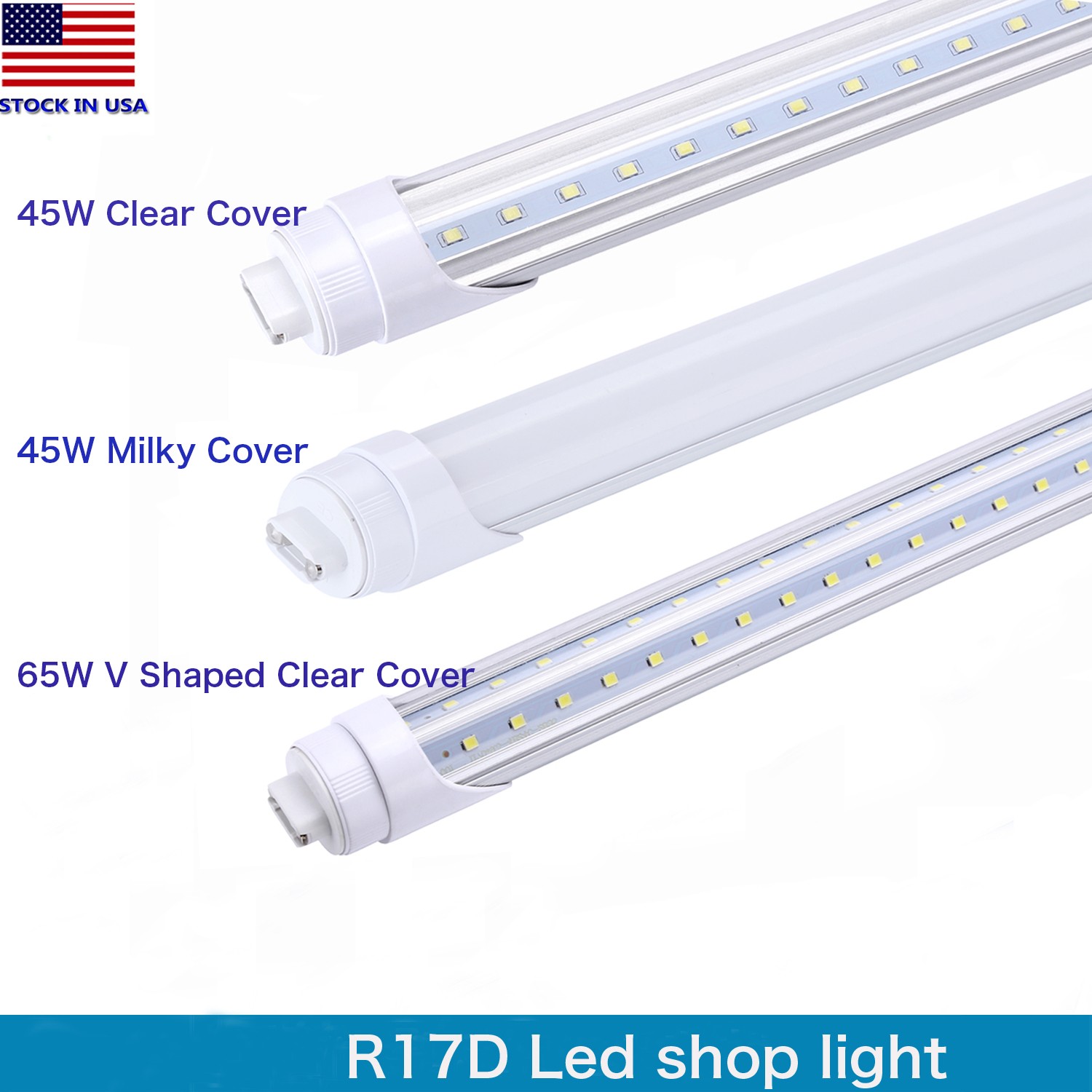 HO R17D 8FT LED Tube Light 45W 65W 90W, Rotatable Base, Warehouse Led Shop Light