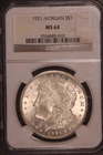 1921 | MORGAN SILVER DOLLAR | NGC MS 64 | 90% SILVER | LOT A-10