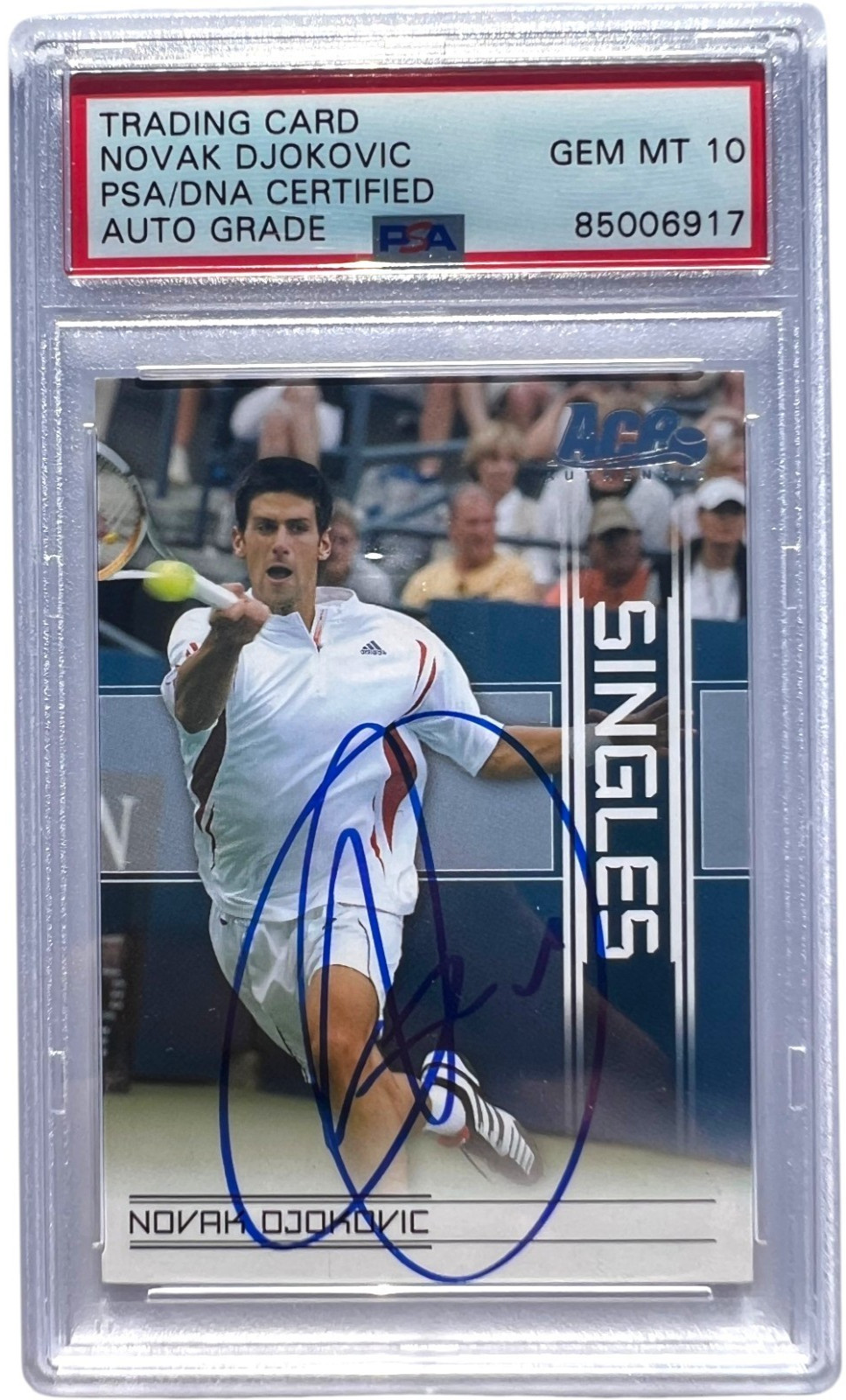 NOVAK DJOKOVIC SIGNED 2007 ACE AUTHENTIC SINGLES RC CARd ROOKIE PSA 10 AUTO