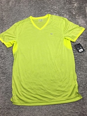 Layer 8 Performance Shirt Mens Size Large Yellow Short Sleeve Stretch Qwickdry