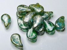 8MM MATUBO PAISLEY TEAR DUO MIX CZECH GLASS SPACER TWO HOLE TILE BEADS - 20PCS