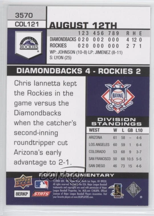 2008 Upper Deck Documentary Todd Helton #3570 HOF - Image 2 of 2