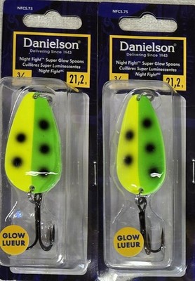 2 Pack, Danielson Night Fight Casting Spoon 3/4 Oz South Paw NFCS-75SP, NEW!