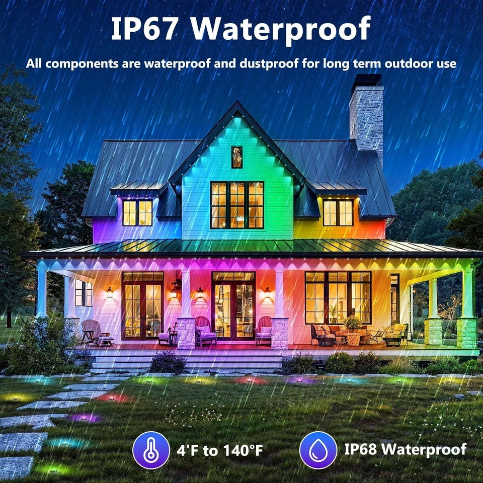 300FT Outdoor RGB Lights Waterproof Eave Lighting for Decor and Parties - Image 4 of 4