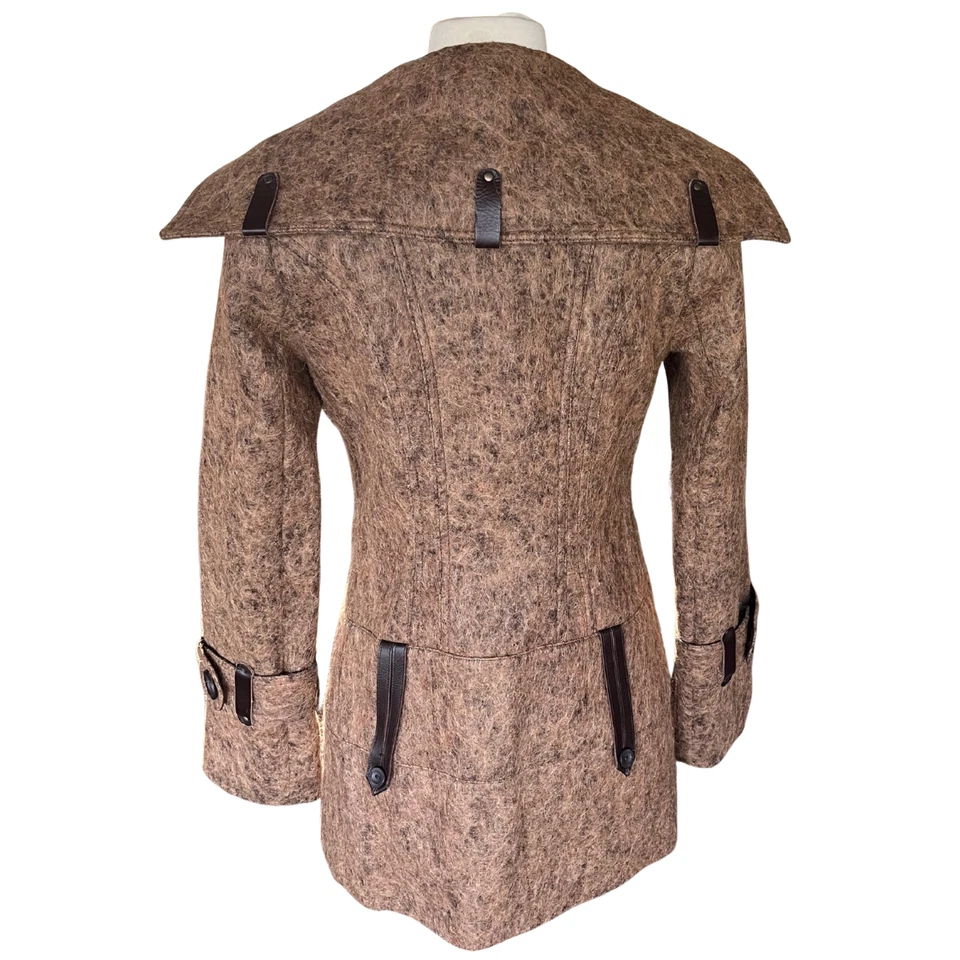 RARO Abrigo de Lana y Mohair Mackage; Impresionante Doble Pecho, Detalles de Cuero Talla XS Foto 4 de 4