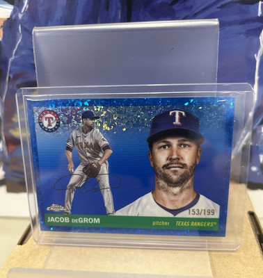 Topps Chrome Platinum 2025 Jacob deGrom Rangers #112 Blue Mini Diamond 153/199