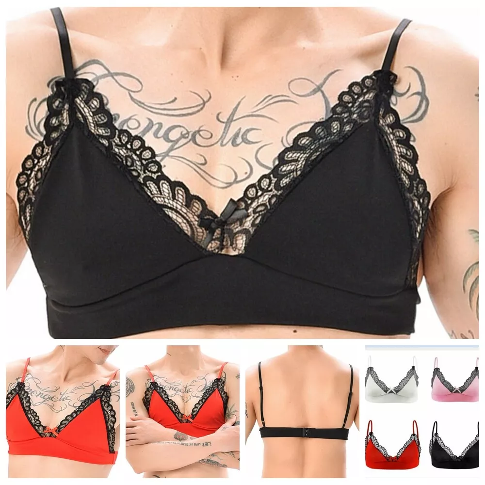 Satin bralette with lace Woman, Black