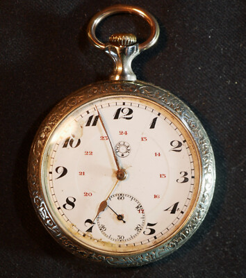 *** Seltene schöne DOLLAR Taschenuhr aus versilbertem Metall - 19. Jh. - ERV23DOL001