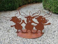 Edelrost Elchfamilie Auf Platte Weihnachten Wald Winter Rehe Hirsch Gartendeko
