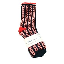 Janie and Jack Boys Girls Crew Socks Geometric Navy Blue Orange 6-8