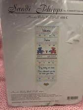 Sandi Phipps Cross Stitch Kit 111C Hearts Baby Bell Pull NEW FREE SHIP