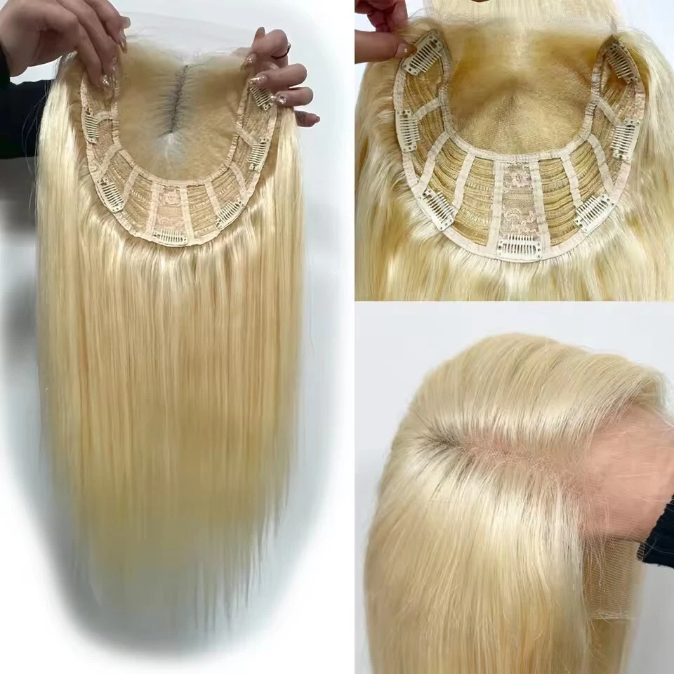 8"x8" Light Blonde Swiss Lace Closure Topper Remy Human Hair Women Toupee #613
