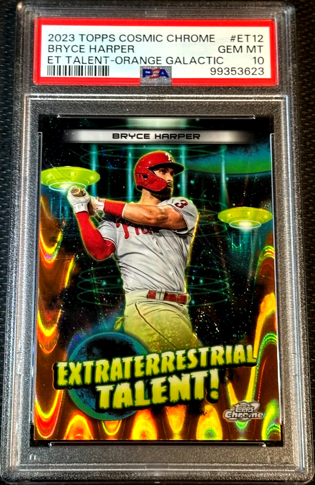 2023 Topps Cosmic Chrome Bryce Harper ORANGE Extraterrestrial /25 PSA 10 GEM MT