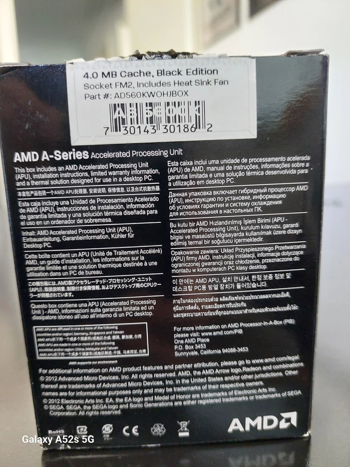 PROCESSORE AMD SOCKET FM2 A8-5600K 3,60GHZ AD560KWOHJBOX - Immagine 3 di 4