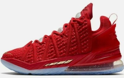Size 8.5 - Nike LeBron 18 X-Mas In LA University Red/Hyper Punch/Metallic Gold
