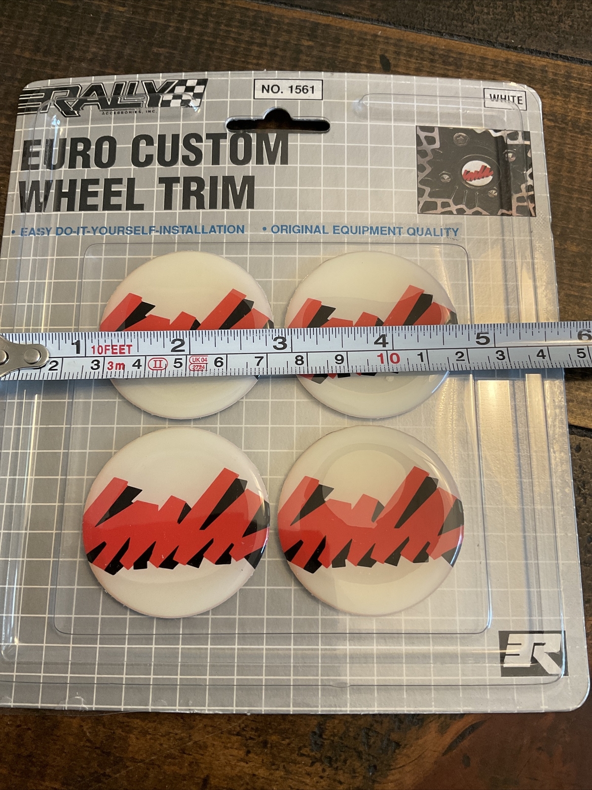 Vintage 90's Automotive Wheel Accent Trim Euro Retro Design White NOS