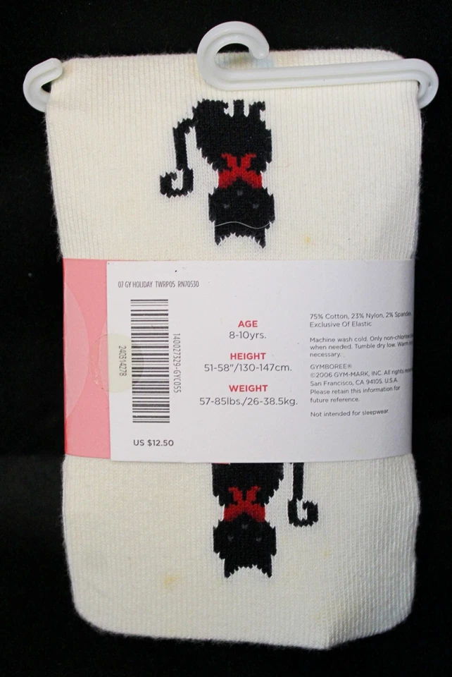 Medias Gymboree Glamour Kitty 2007 talla 8-10 nuevas con etiquetas gato de invierno con lazo rojo Foto 3 de 4