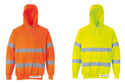 HI VIZ KAPUZENPULLOVER PULLOVER SWEATSHIRT ARBEITSKLEIDUNG ORANGE GELB BAUSTELLE ARBEIT PPE