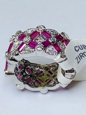 Beautiful FUCHSIA CZ Rhodium Plated Ring