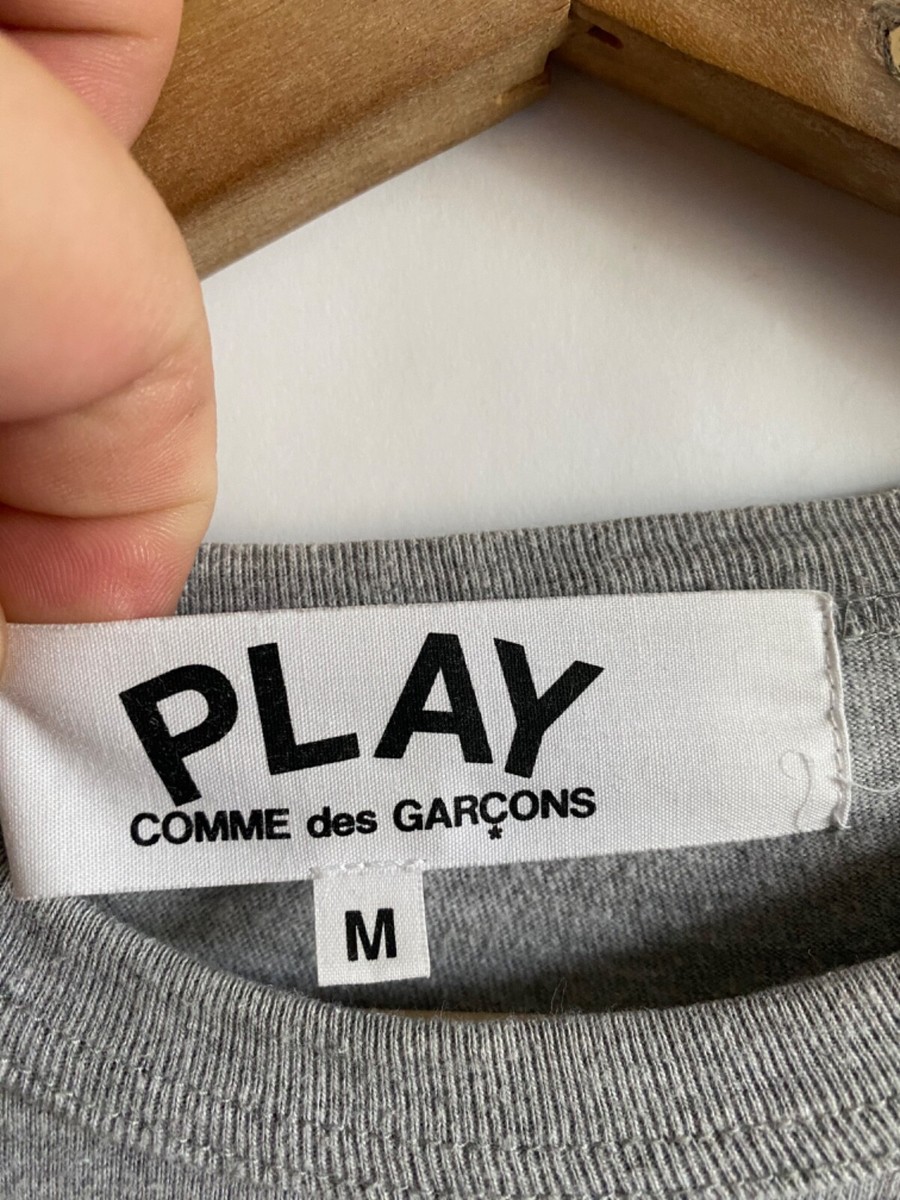 Comme des Garcons PLAY Gray Big Logo T-Shirt Size M Made in Japan
