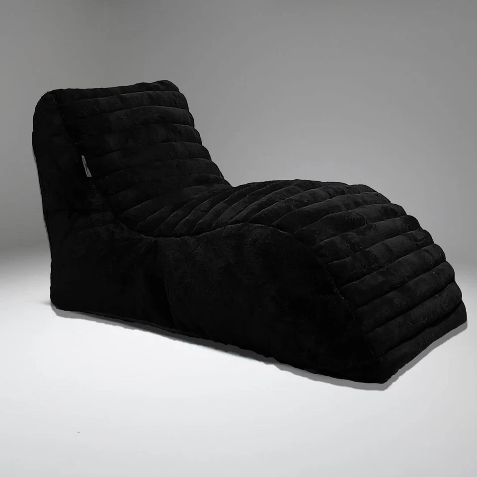 Bolsa de frijoles sillas sofá tumbona de piel bolsa de frijoles sofá solo funda sin frijoles negro Foto 4 de 4