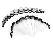 12-60PCS Clear Acrylic Ear Stretching Set 14G-20MM Taper Plug Gauge Expander
