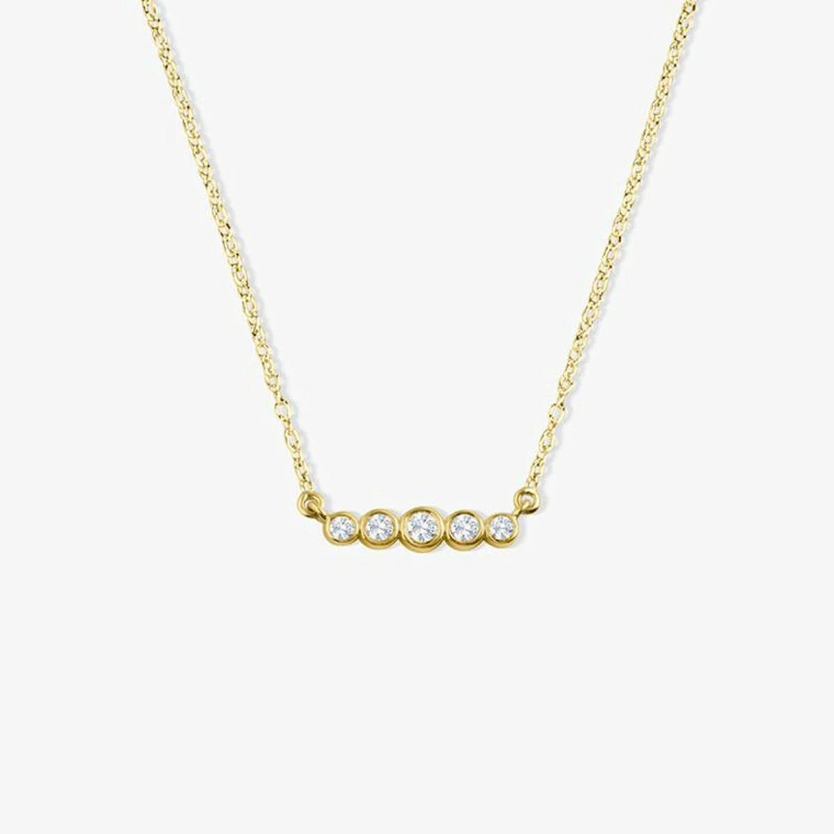 0.30Ct Simulated Diamond Five Stone Pendant Necklace in 14k Yellow