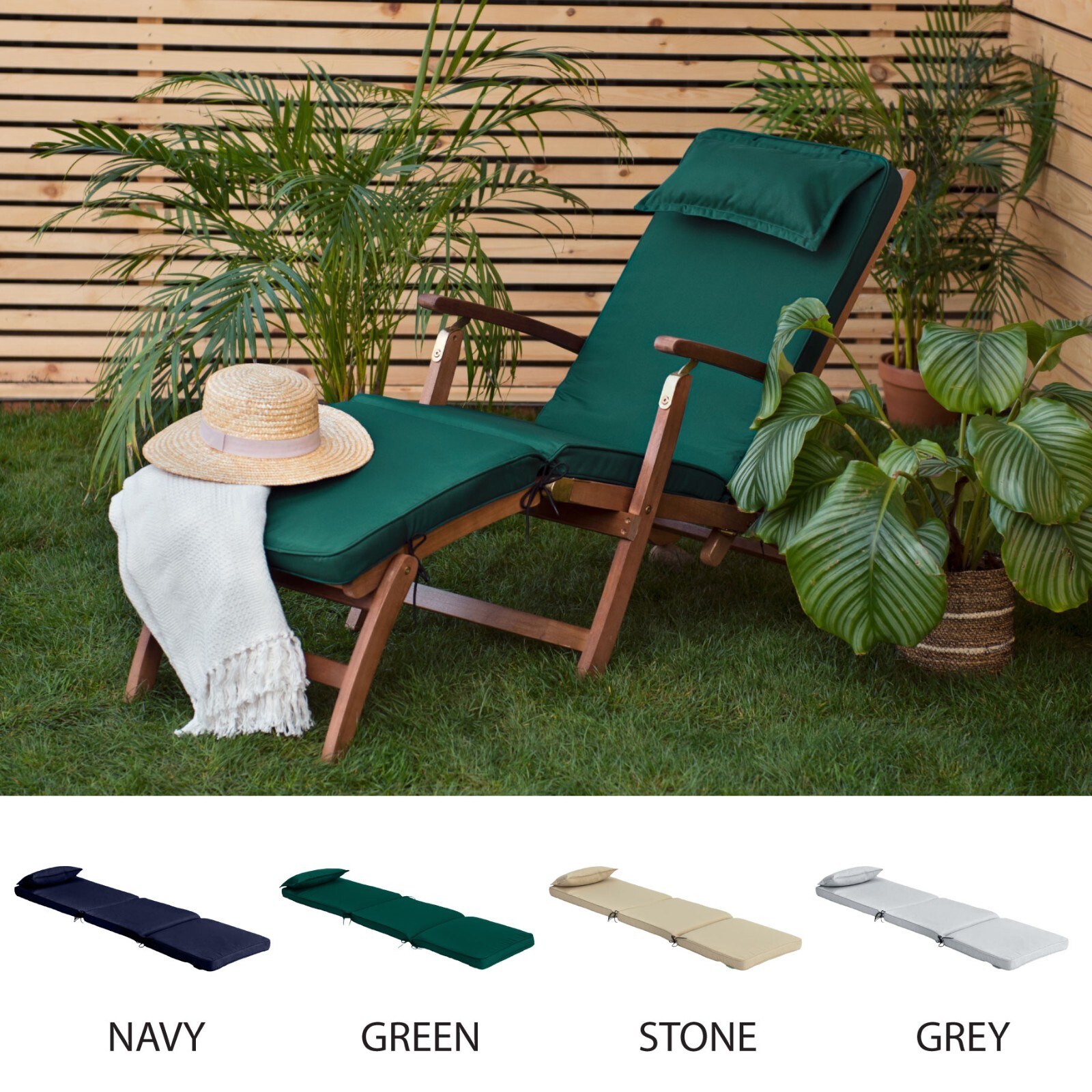 Outdoor Deck Sun Lounger Garden Cushion Seat Pad Steamer Patio Pool