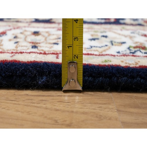 2'7"x16' Blue Nain Floral Design Wool and Silk Hand Knotted Runner Rug G91016 - Picture 7 of 8