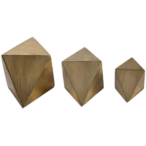 Uttermost Rhombus Contemporary Resin Accents in Antique Gold (Set of 3) - Picture 1 of 2