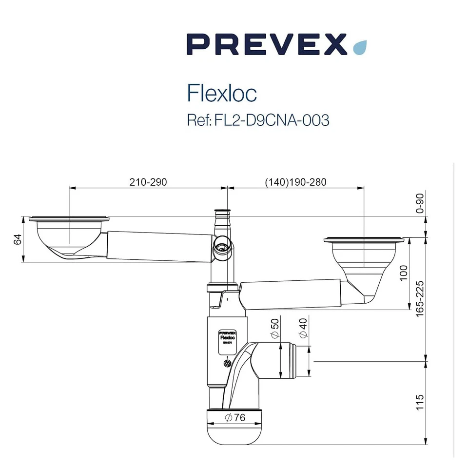 Flexloc Siphon, platzsparend, universal, komplett mit 1,5 oder 2 Becken inkl. - Bild 3 von 4